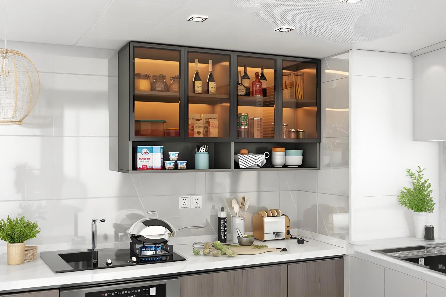 Kitchen cabinet aluminum glass door frame profile