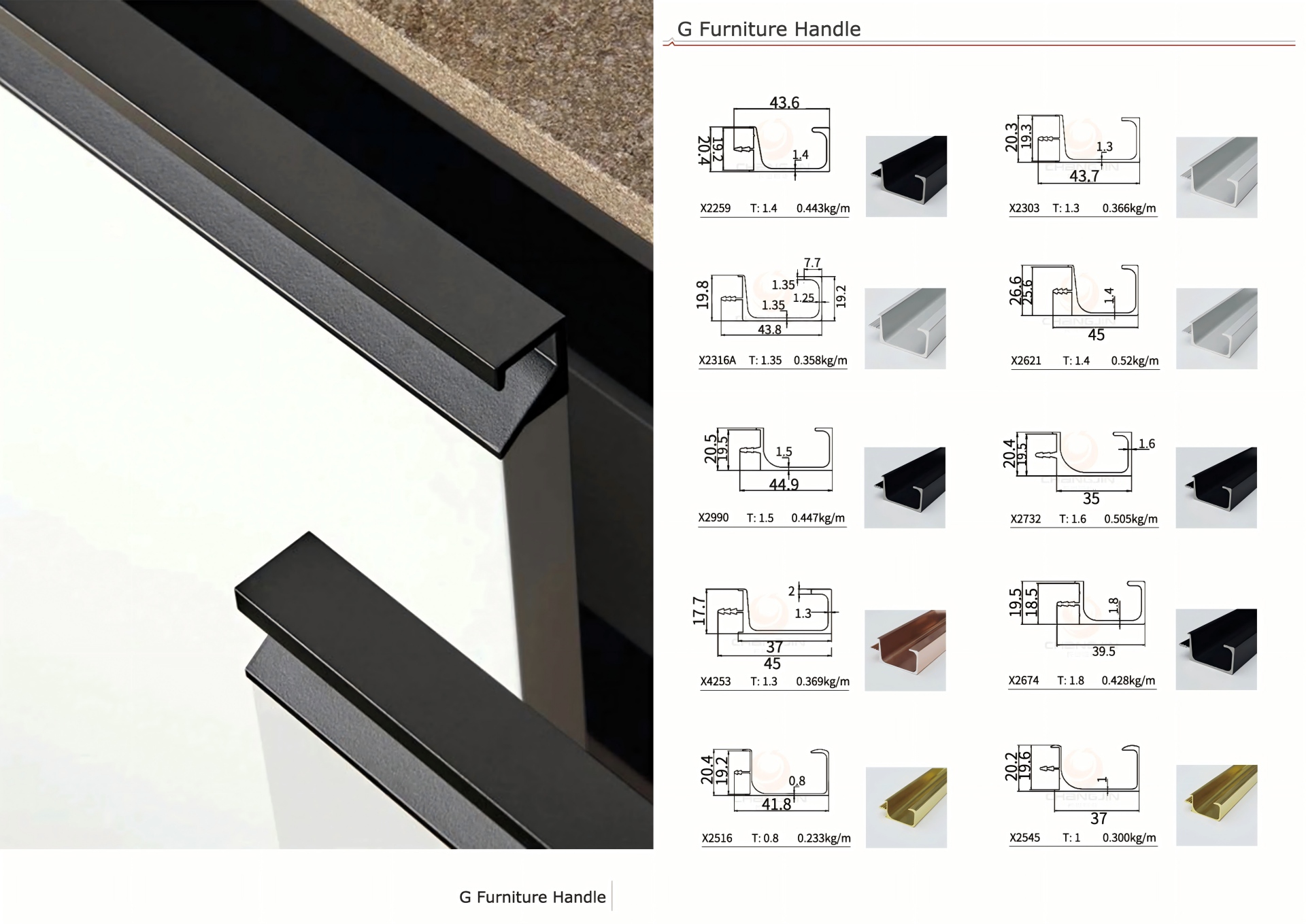 wardrobe cabinet G handle aluminum profile application