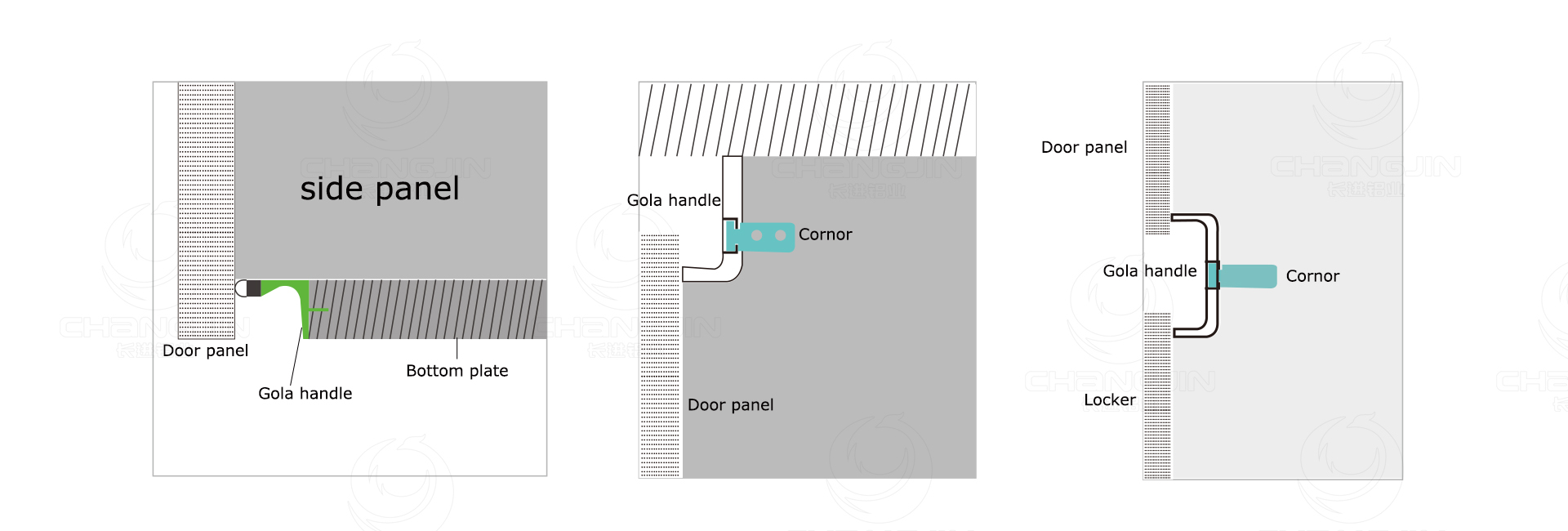 aluminum base cabinet gola handle profile modular kitchens
