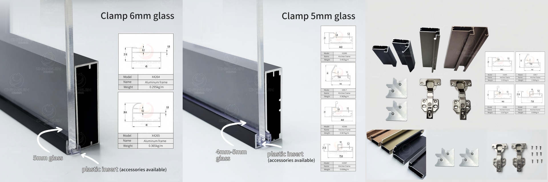 close-up aluminum profile glass groove structure