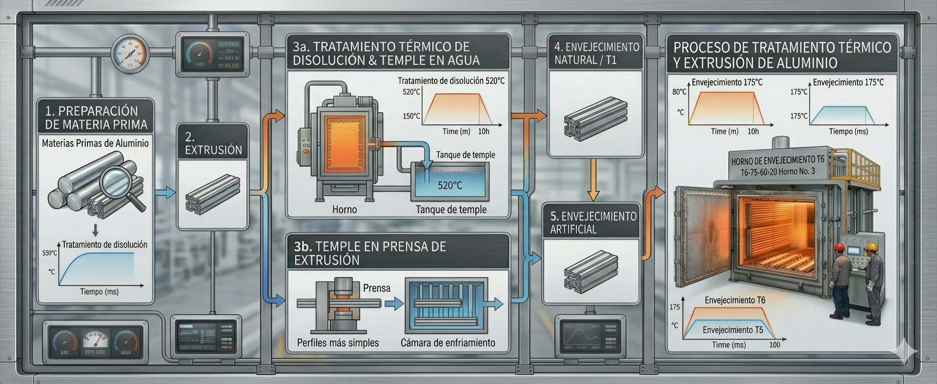 perfiles de extrusi&oacute;n de aluminio tratados t&eacute;rmicamente