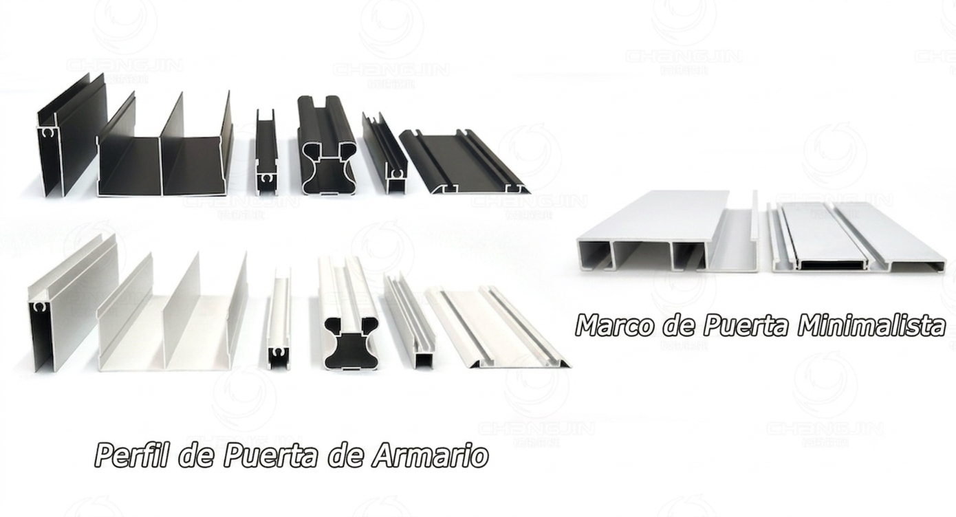 Perfil de aluminio para puertas correderas de armario